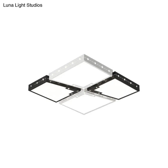 Led Bedroom Ceiling Light: Square Black Acrylic Shade Flush Mount Warm/White Light 19.5/23.5 Width