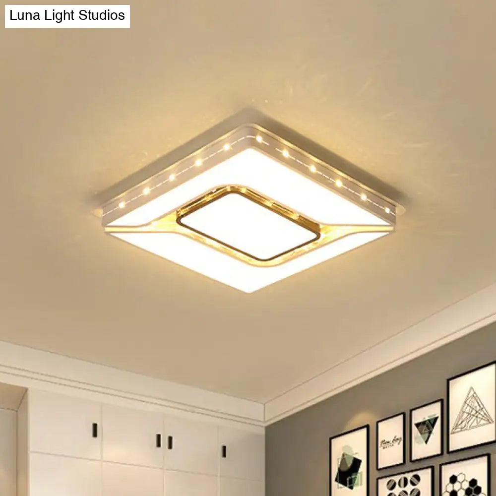 Led Bedroom Ceiling Light With Acrylic Shade - White Flush Mount In White/Warm (19.5/23.5 W)