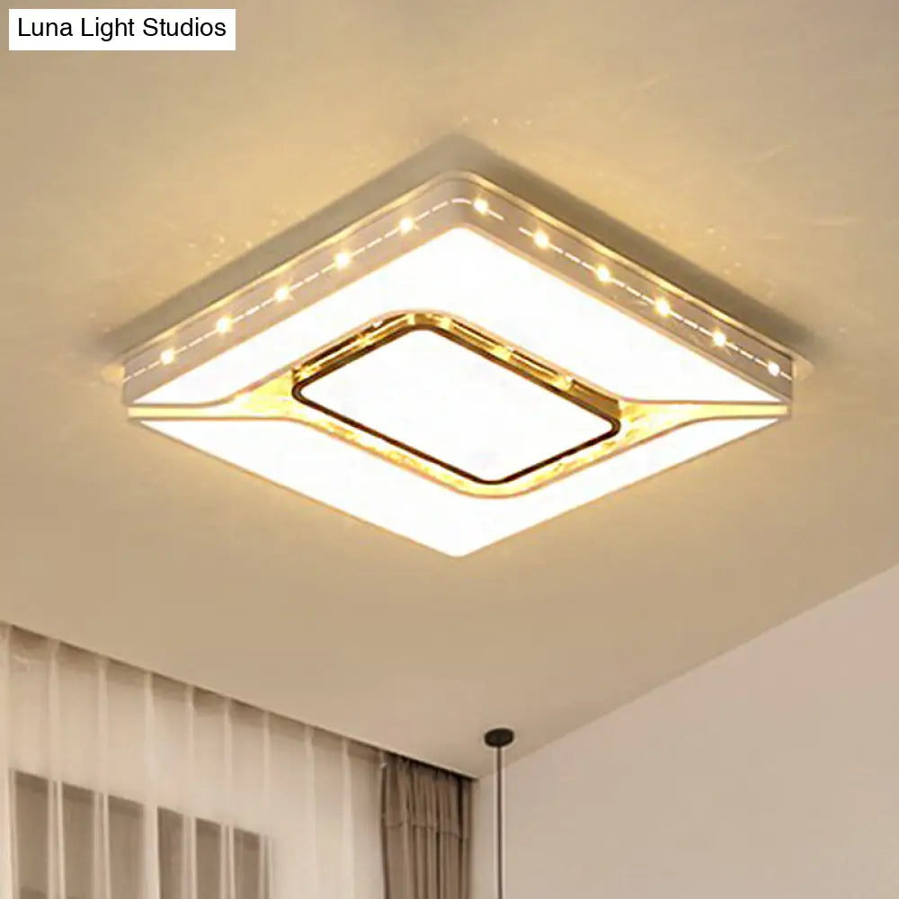 Led Bedroom Ceiling Light With Acrylic Shade - White Flush Mount In White/Warm (19.5/23.5 W) / 19.5