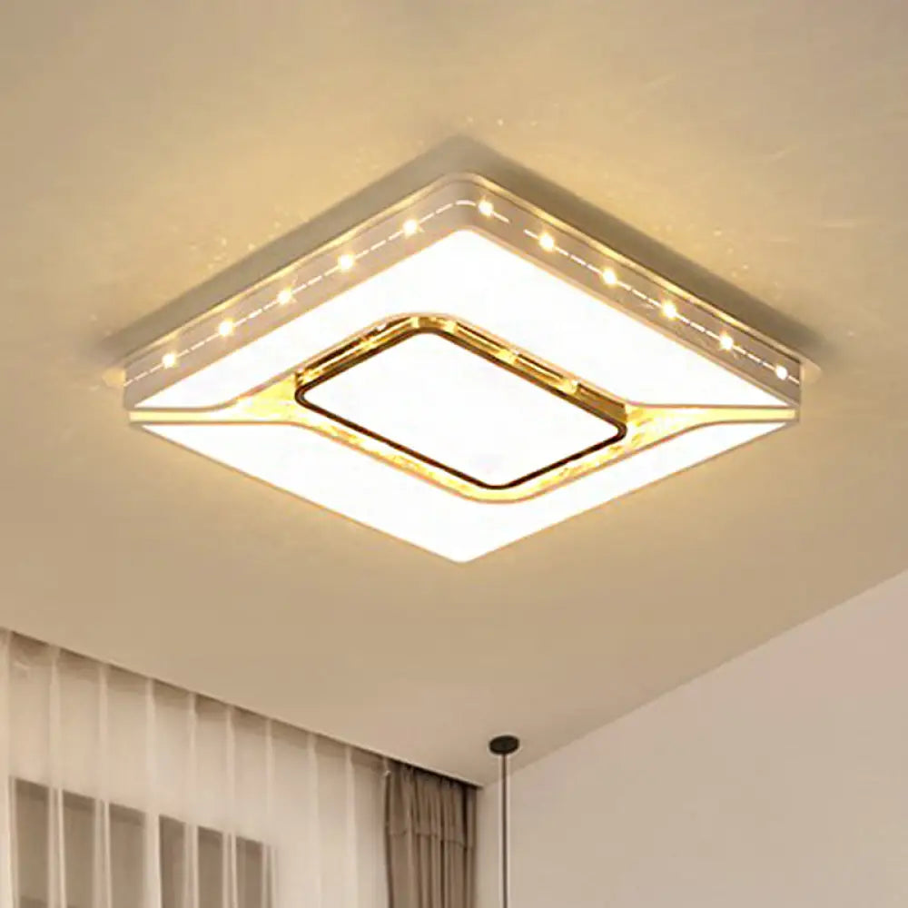 Led Bedroom Ceiling Light With Acrylic Shade - White Flush Mount In White/Warm (19.5’/23.5’ W)