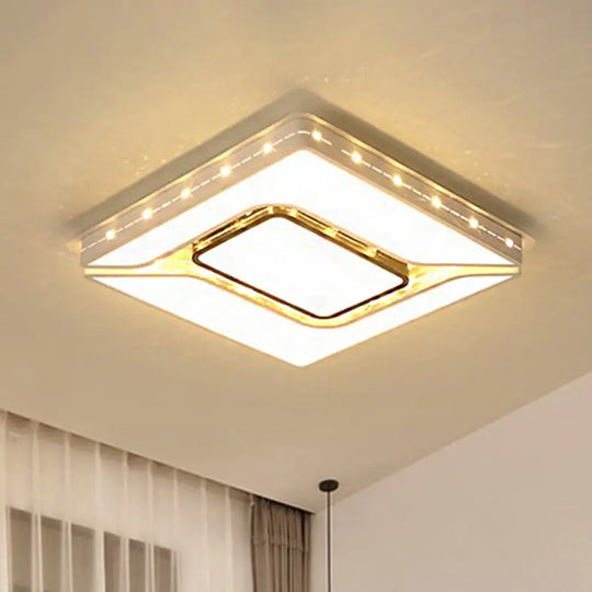 Led Bedroom Ceiling Light With Acrylic Shade - White Flush Mount In White/Warm (19.5’/23.5’ W)