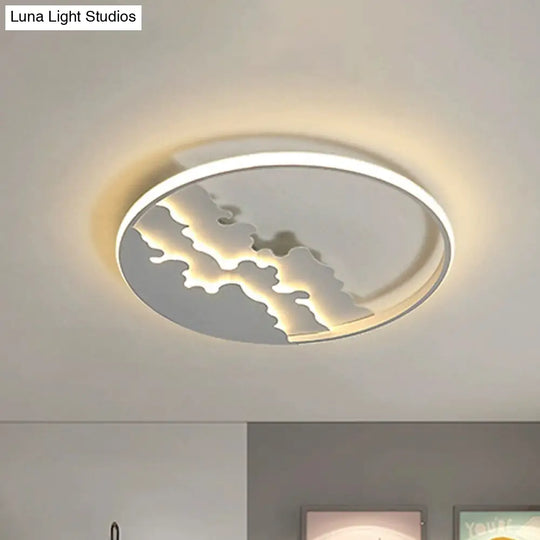 Led Bedroom Flush Light - 16/19.5/23.5 Dia Ceiling Mounted Lamp In White/Black Warm/White White / 16