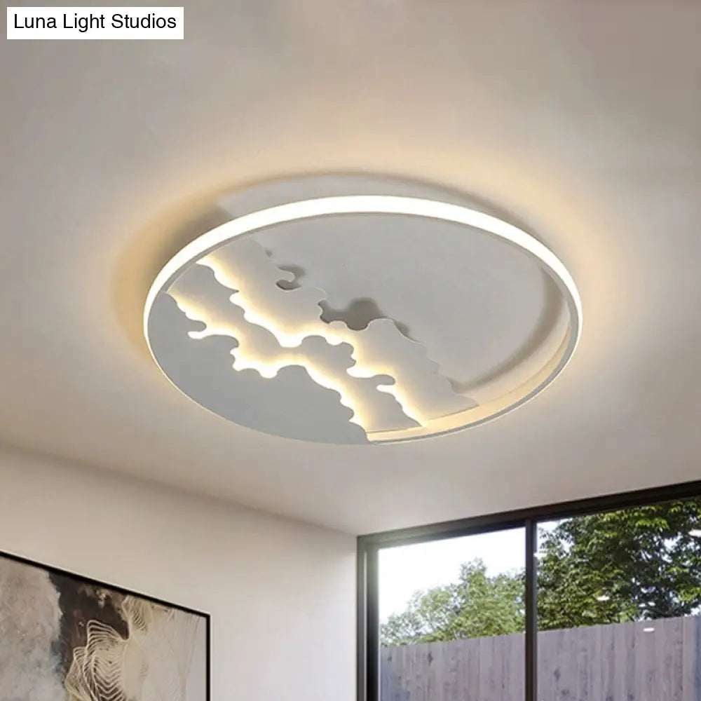 Led Bedroom Flush Light - 16/19.5/23.5 Dia Ceiling Mounted Lamp In White/Black Warm/White