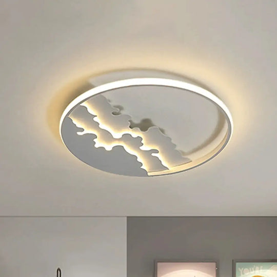 Led Bedroom Flush Light - 16’/19.5’/23.5’ Dia Ceiling Mounted Lamp In White/Black Warm/White