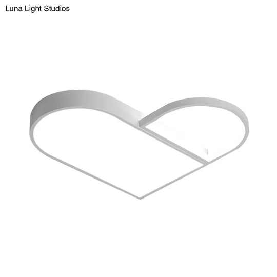 Led Bedroom Flush Mount Modern White/Black Lighting With Love Heart Metal Shade 19.5/23.5 Width