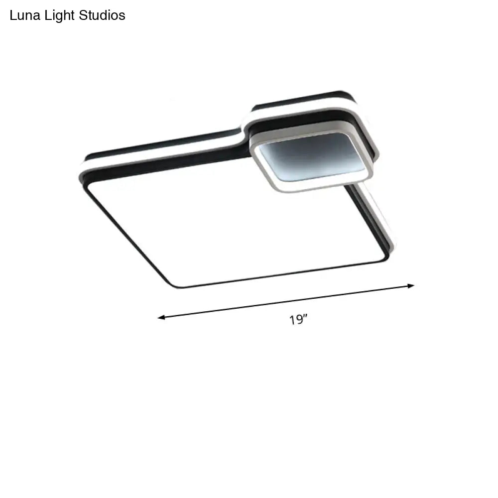 Led Bedroom Flushmount Lighting | 19 Or 23 Black & White Round/Square Shape Acrylic Shaded Flush