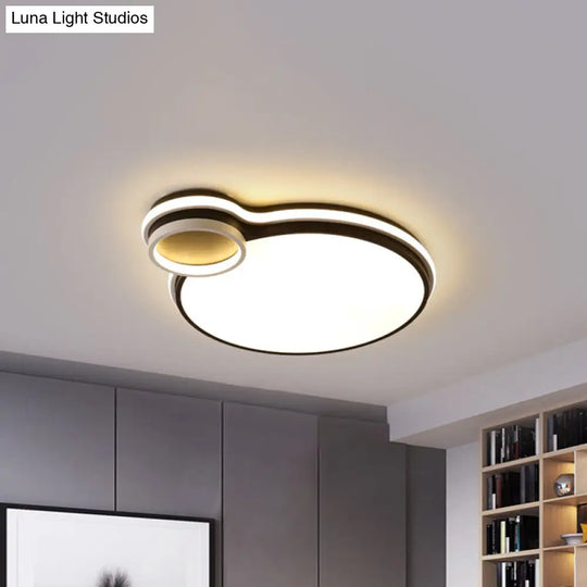 Led Bedroom Flushmount Lighting | 19’ Or 23’ Black & White Round/Square Shape Acrylic Shaded