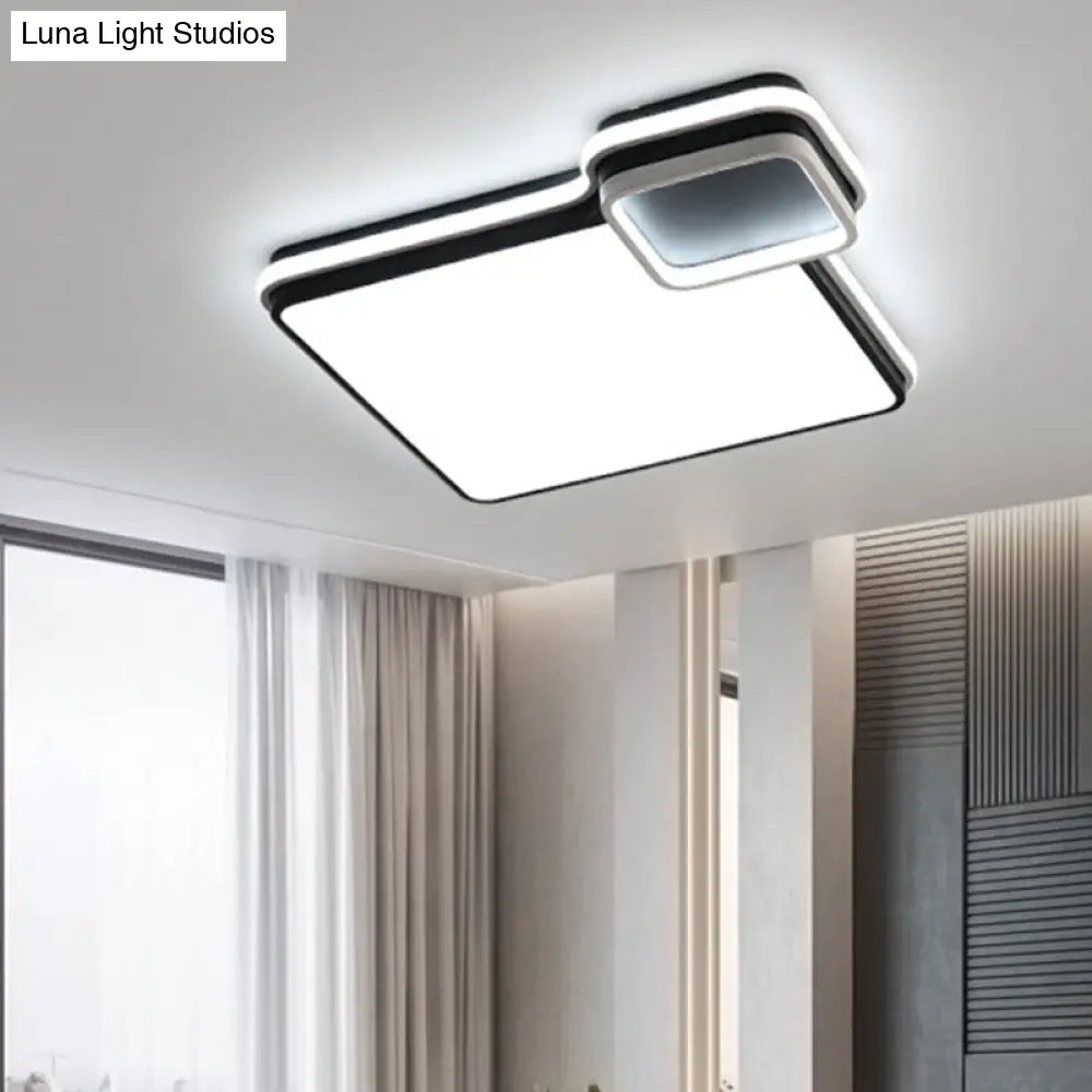 Led Bedroom Flushmount Lighting | 19 Or 23 Black & White Round/Square Shape Acrylic Shaded Flush