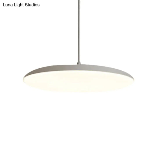 Sleek Led Bedroom Hanging Light Kit With Stylish White/Black Finish Pendant Lamp. Featuring Round