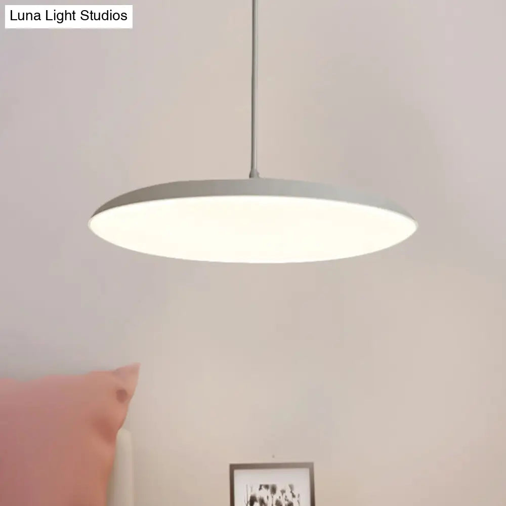 Led Bedroom Hanging Pendant Light Kit - Simple White/Black Finish With Acrylic Shade In White/Warm