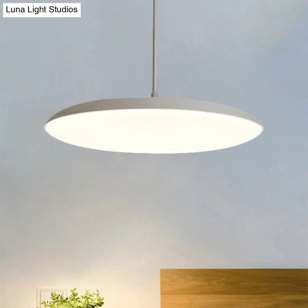 Sleek Led Bedroom Hanging Light Kit With Stylish White/Black Finish Pendant Lamp. Featuring Round