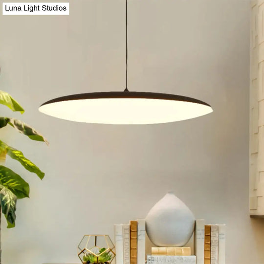 Led Bedroom Hanging Pendant Light Kit - Simple White/Black Finish With Acrylic Shade In White/Warm