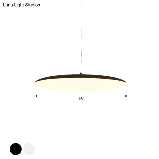 Sleek Led Bedroom Hanging Light Kit With Stylish White/Black Finish Pendant Lamp. Featuring Round