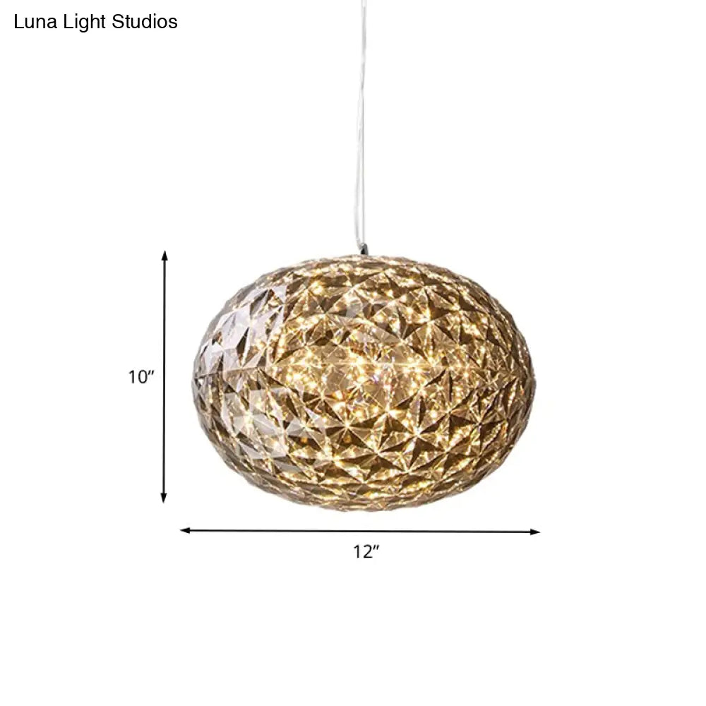 Led Bedside Pendant Lighting - Contemporary Grey Hanging Lamp With Ball Acrylic Shade 10’/12’ Width