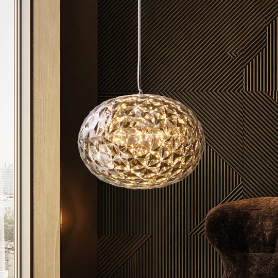 Led Bedside Pendant Lighting - Contemporary Grey Hanging Lamp With Ball Acrylic Shade 10’/12’