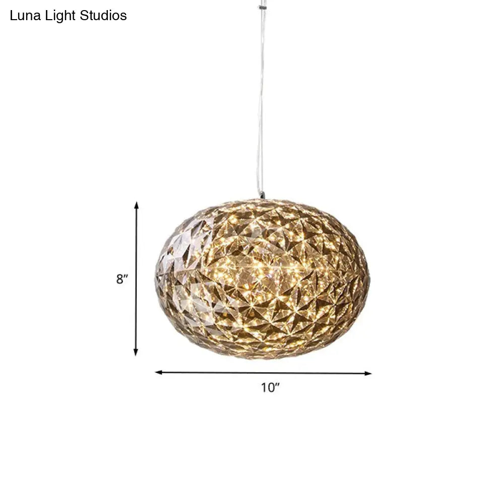 Led Bedside Pendant Lighting - Contemporary Grey Hanging Lamp With Ball Acrylic Shade 10’/12’ Width