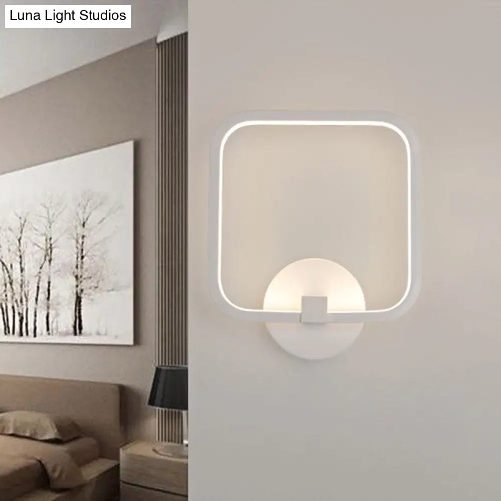 Led Bedside Wall Light White Sconce With Square Acrylic Shade - Choose Your Tone