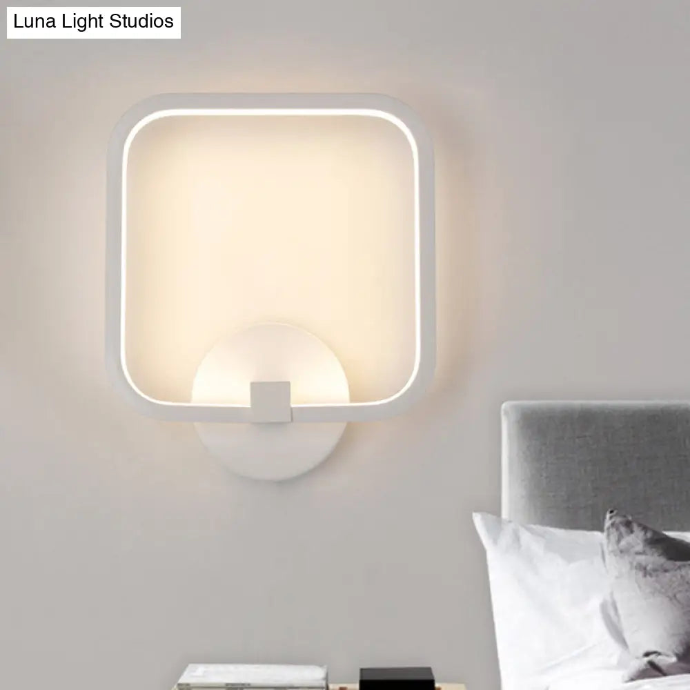 Led Bedside Wall Light White Sconce With Square Acrylic Shade - Choose Your Tone