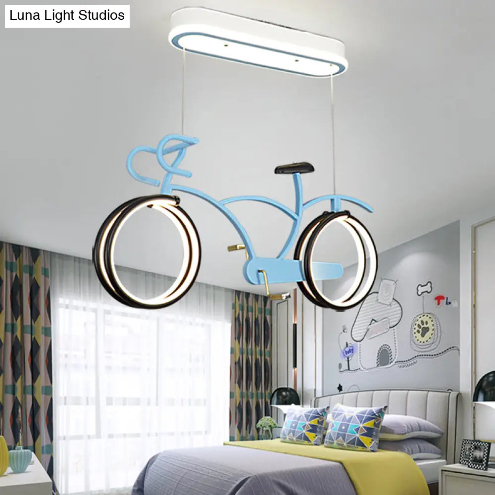 Led Bicycle Pendant Chandelier - Acrylic Kids Bedroom Light Fixture