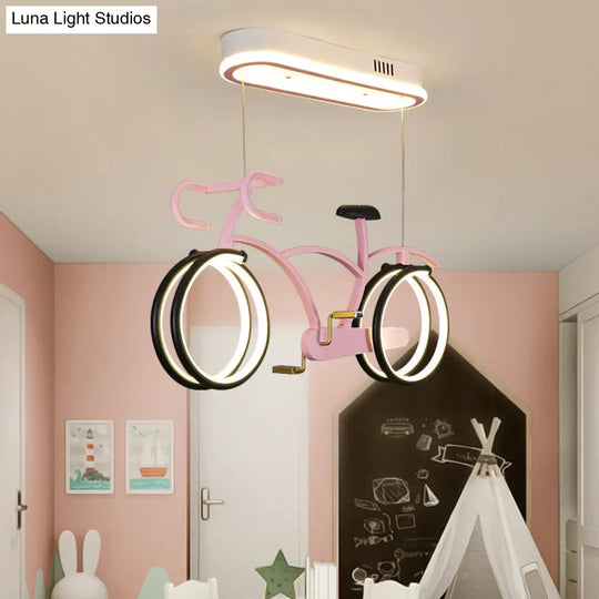 Led Bicycle Pendant Chandelier - Acrylic Kids Bedroom Light Fixture