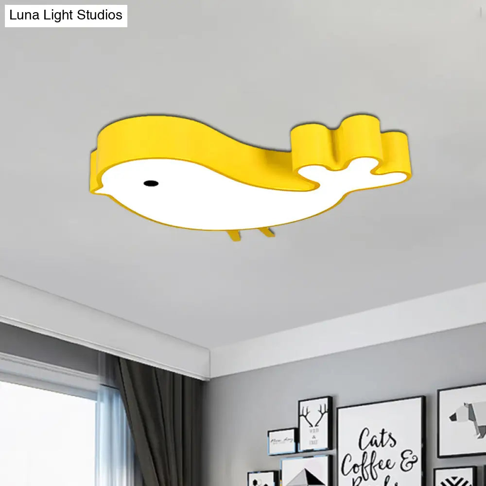 Led Bird - Like Flush Light Fixture With Acrylic Shade - Cartoon Style Blue/Pink/Yellow Finish