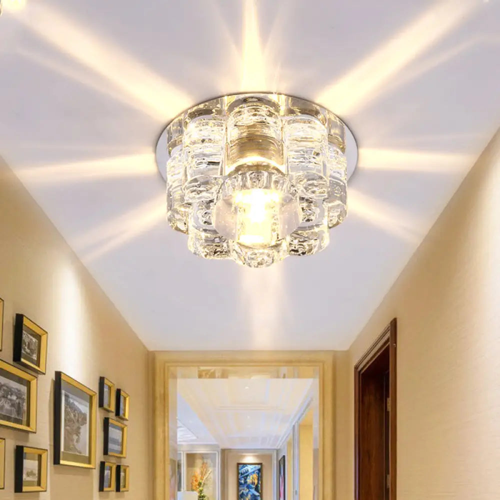 Led Blossom Flush Mount Clear K9 Crystal Ceiling Lamp For Living Room In Multi Color /