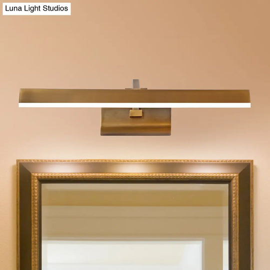 Led Brass Sconce Light Fixture For Bathroom - Linear Vanity Lamp In White/Warm/Natural 16/20/24 L