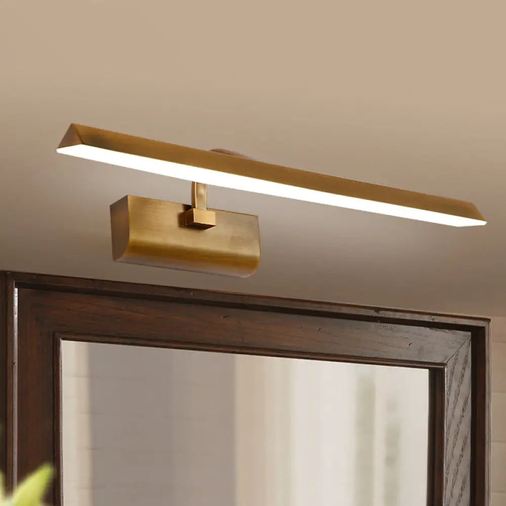 Led Brass Sconce Light Fixture For Bathroom - Linear Vanity Lamp In White/Warm/Natural 16/20/24 L /