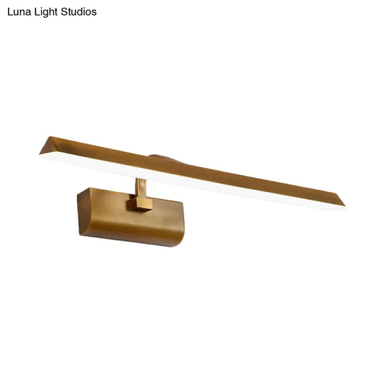 Led Brass Sconce Light Fixture For Bathroom - Linear Vanity Lamp In White/Warm/Natural 16/20/24 L