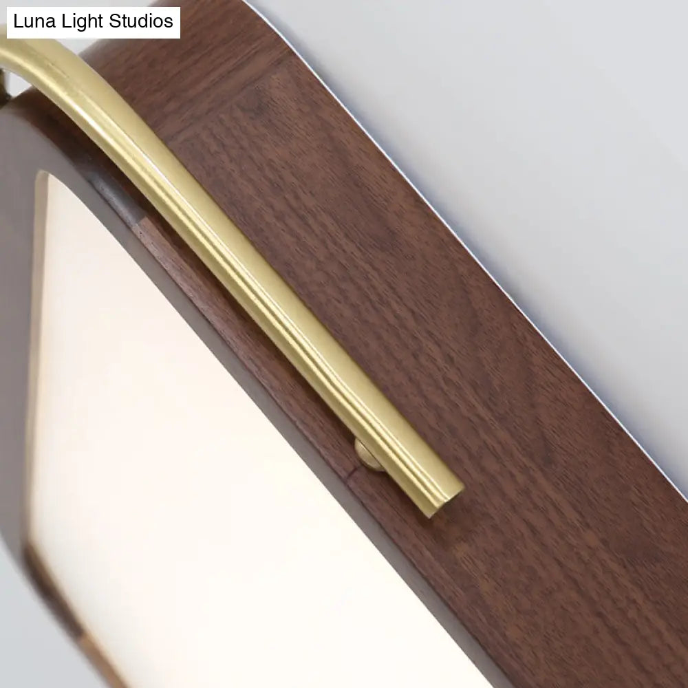 Led Brown Wood Flushmount Ceiling Light 13/19 Square Simplicity Design