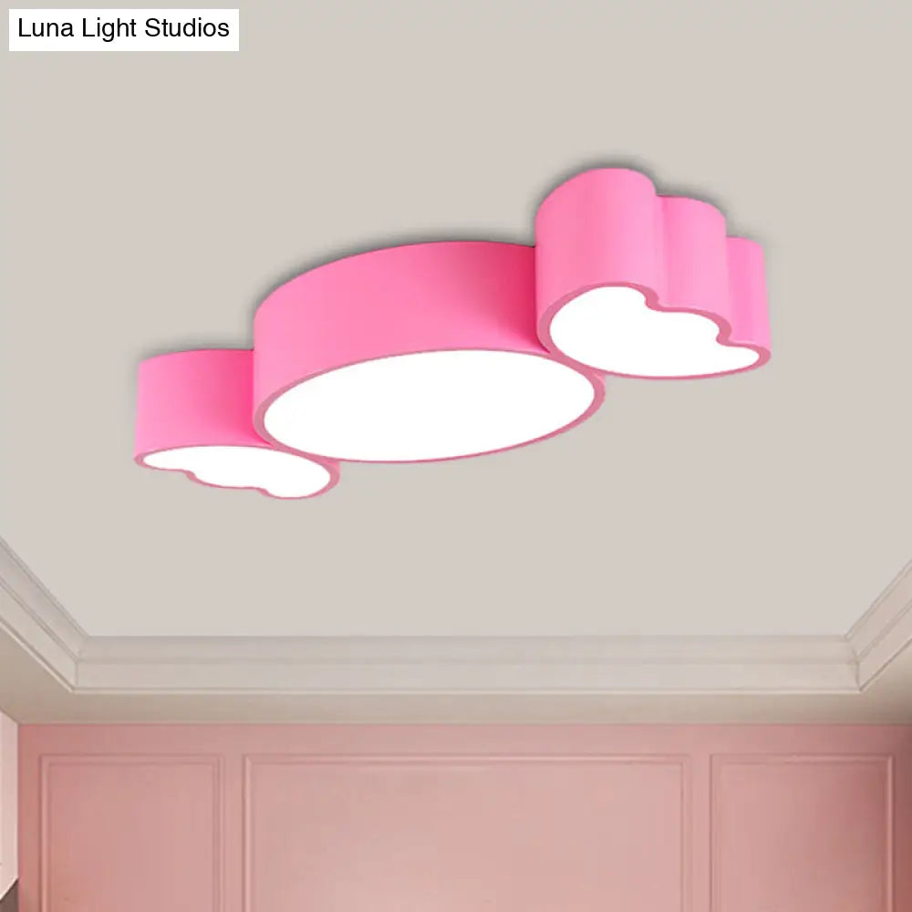 Led Candy Pendant Light For Childrens Room - Red/Pink/Yellow Flush Mount Ceiling Fixture With