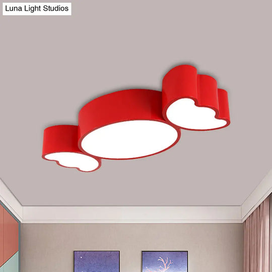 Led Candy Pendant Light For Childrens Room - Red/Pink/Yellow Flush Mount Ceiling Fixture With