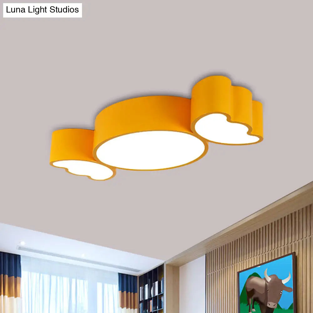 Led Candy Pendant Light For Childrens Room - Red/Pink/Yellow Flush Mount Ceiling Fixture With