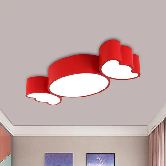 Led Candy Pendant Light For Children’s Room - Red/Pink/Yellow Flush Mount Ceiling Fixture With