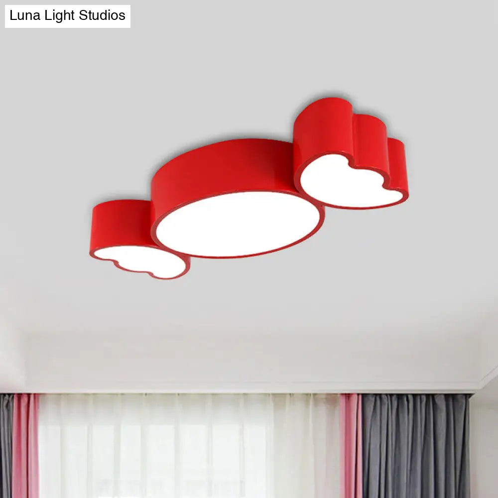 Led Candy Pendant Light For Children’s Room - Red/Pink/Yellow Flush Mount Ceiling Fixture With