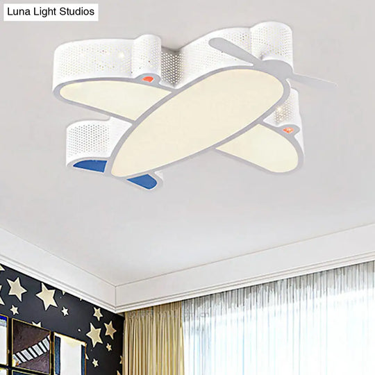 Led Cartoon Ceiling Lamp For Boys Bedroom - Acrylic And Metal Plane Flush Mount Light With
