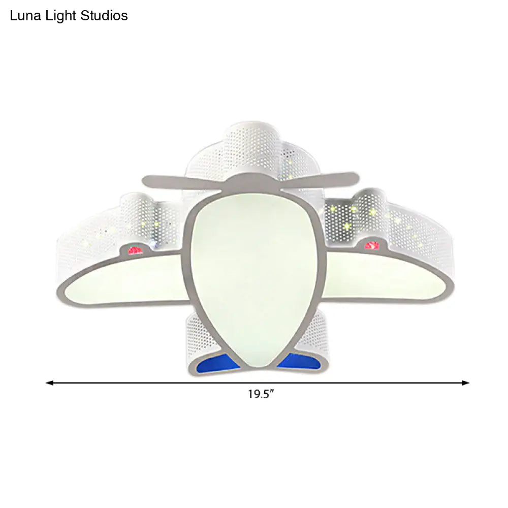 Led Cartoon Ceiling Lamp For Boys Bedroom - Acrylic And Metal Plane Flush Mount Light With