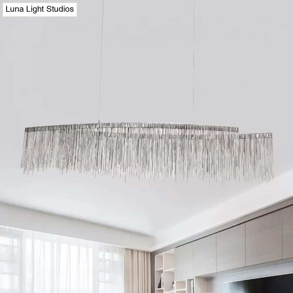 Led Ceiling Chandelier With Aluminum Shade - Modernist Linear Drop Pendant For Living Room