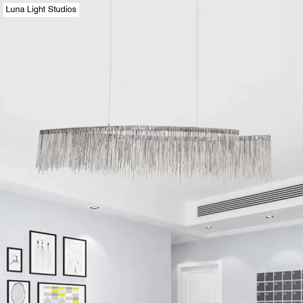 Led Ceiling Chandelier With Aluminum Shade - Modernist Linear Drop Pendant For Living Room