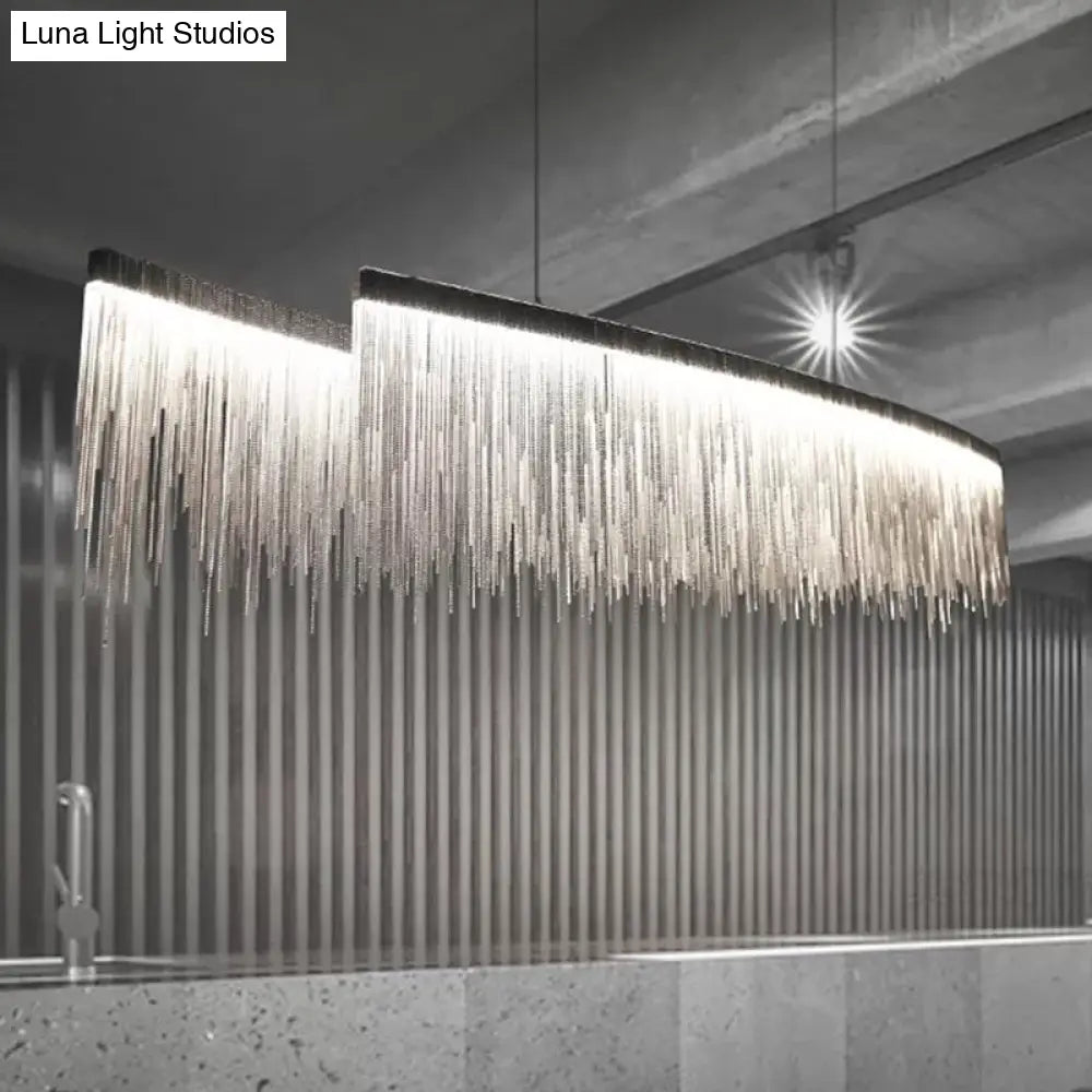 Led Ceiling Chandelier With Aluminum Shade - Modernist Linear Drop Pendant For Living Room