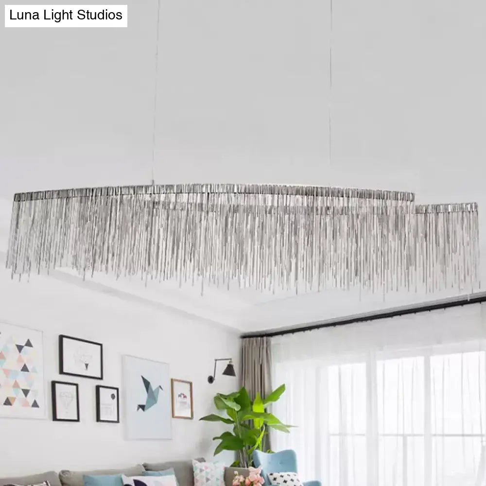 Modern Led Ceiling Chandelier Pendant With Aluminum Shade - Perfect For Living Room Silver / Small