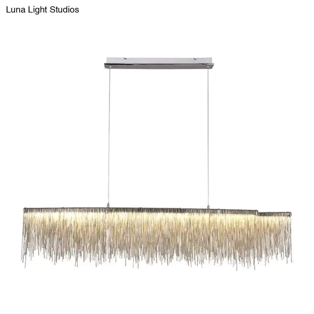 Led Ceiling Chandelier With Aluminum Shade - Modernist Linear Drop Pendant For Living Room