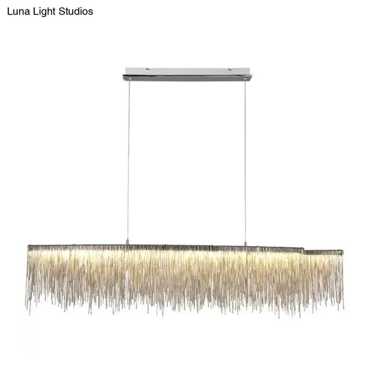 Led Ceiling Chandelier With Aluminum Shade - Modernist Linear Drop Pendant For Living Room