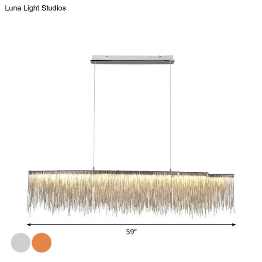 Led Ceiling Chandelier With Aluminum Shade - Modernist Linear Drop Pendant For Living Room