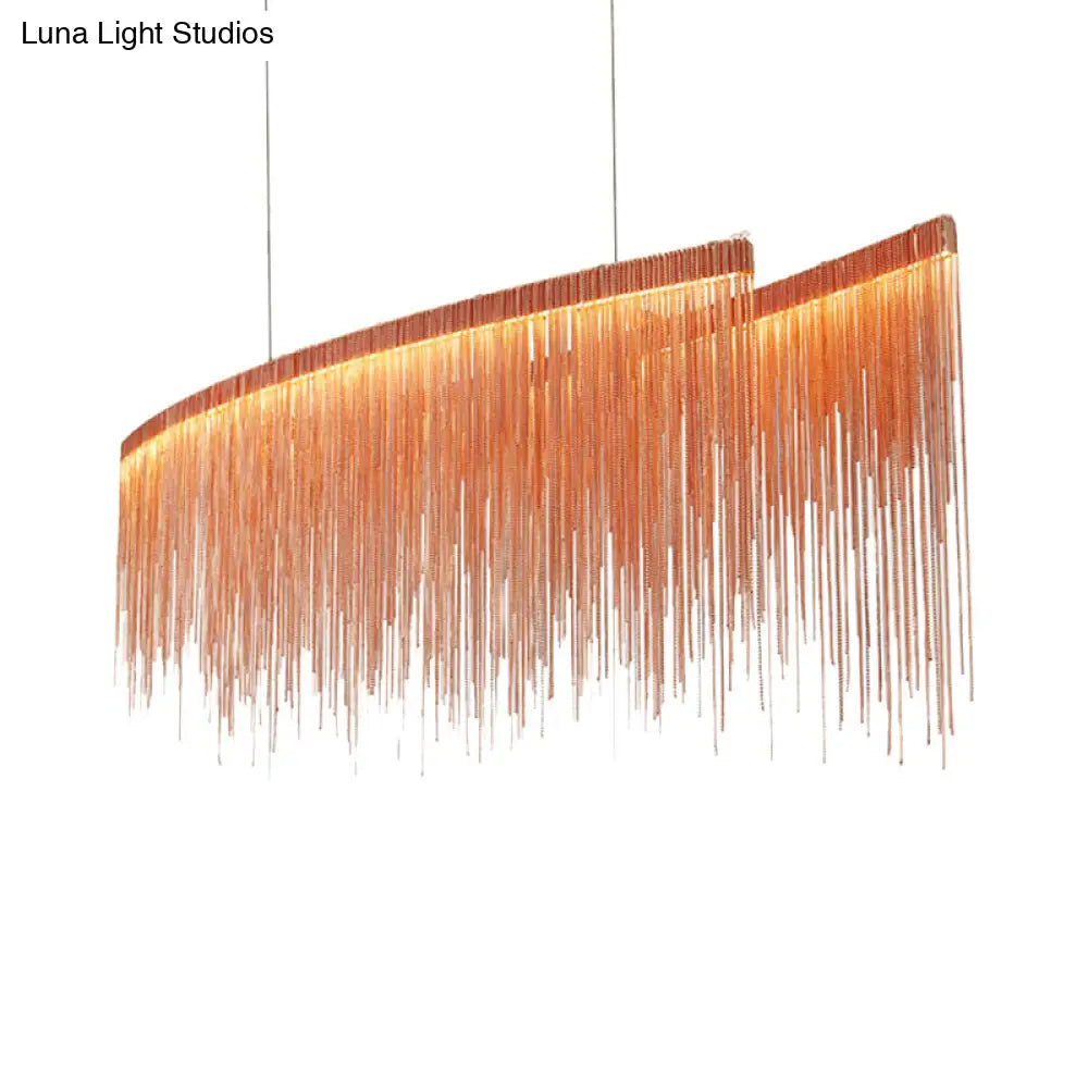 Led Ceiling Chandelier With Aluminum Shade - Modernist Linear Drop Pendant For Living Room