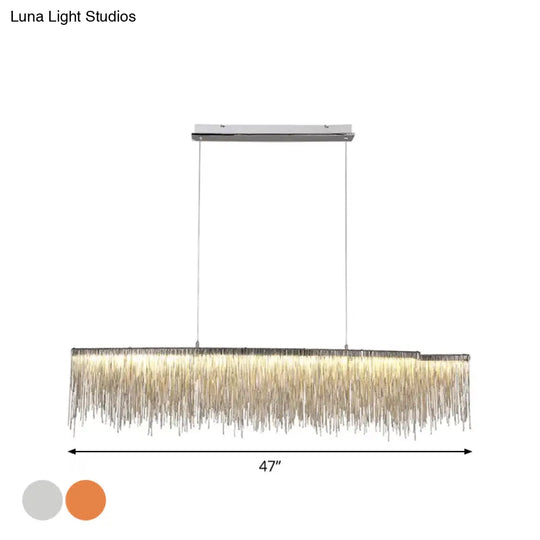 Led Ceiling Chandelier With Aluminum Shade - Modernist Linear Drop Pendant For Living Room