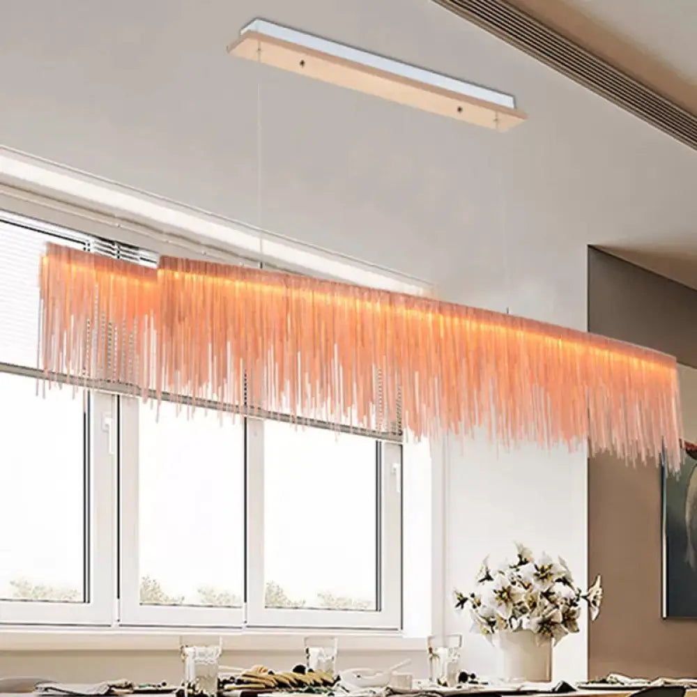 Led Ceiling Chandelier With Aluminum Shade - Modernist Linear Drop Pendant For Living Room Rose