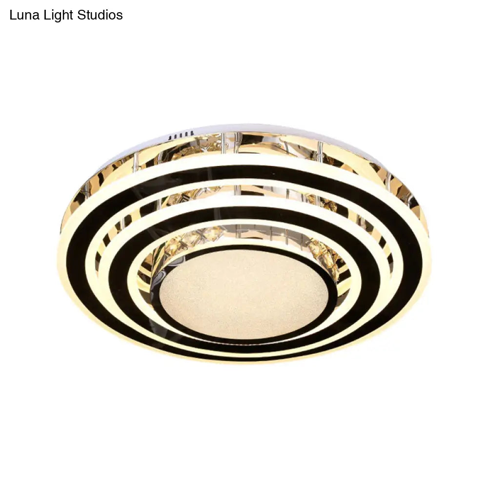 Led Ceiling Fixture - Sleek Black Circle Flush Mount Light With Acrylic Shade