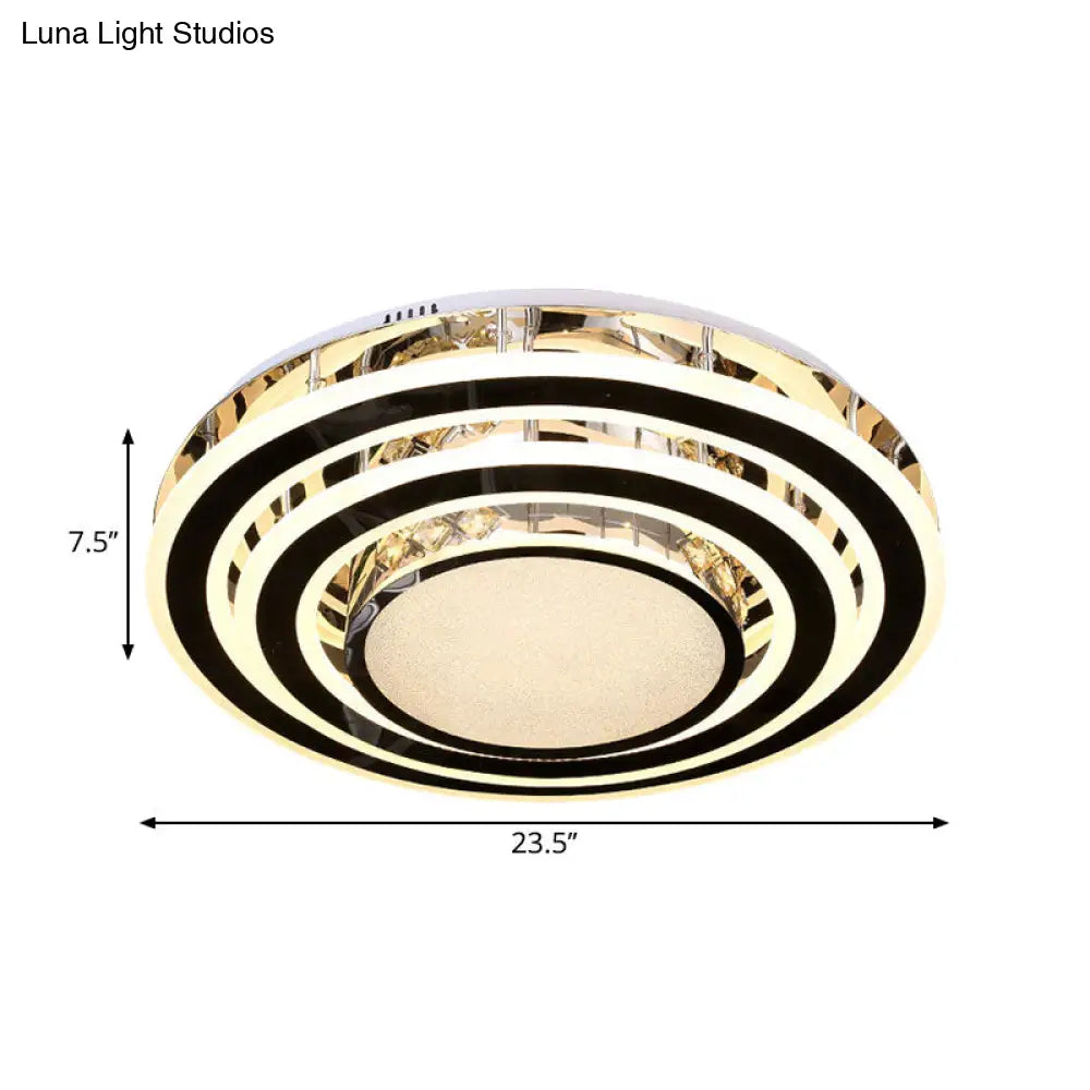 Led Ceiling Fixture - Sleek Black Circle Flush Mount Light With Acrylic Shade