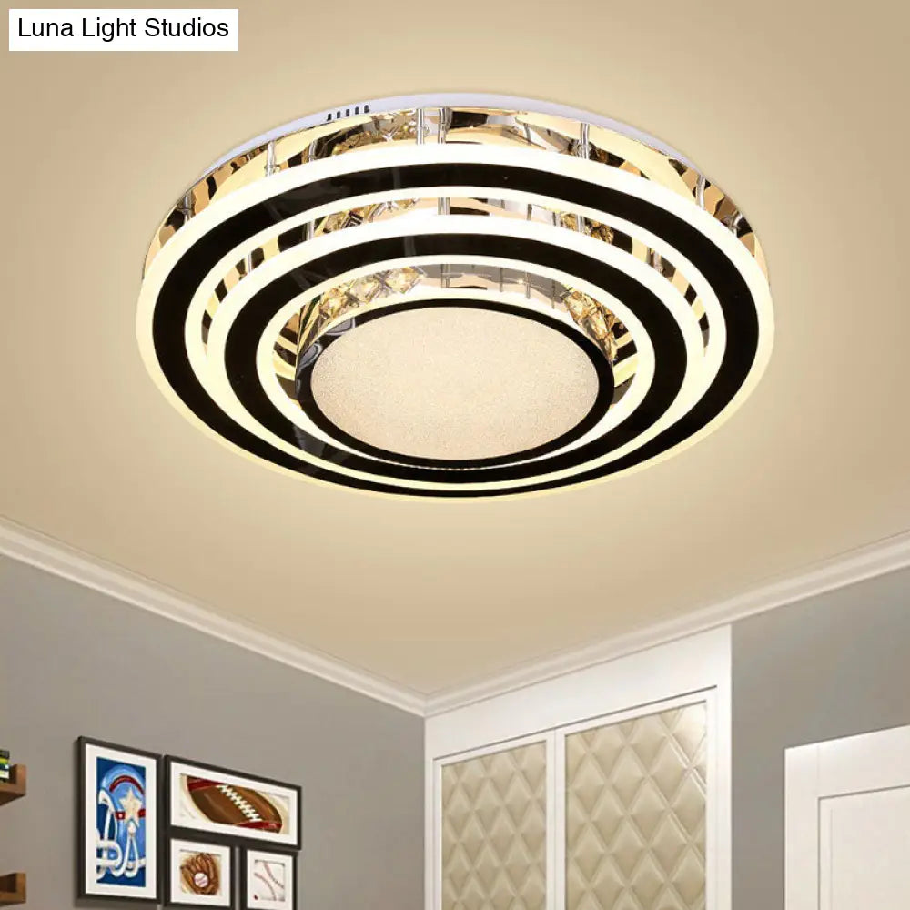 Led Ceiling Fixture - Sleek Black Circle Flush Mount Light With Acrylic Shade